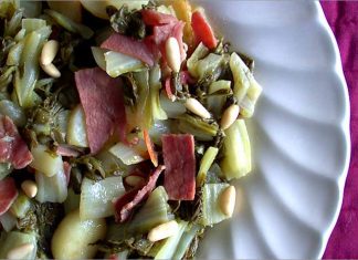 Receta de acelgas con Jamón fácil y rápida