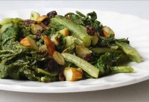 Receta de acelgas salteadas con pasas y almendras fácil y rápida