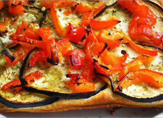 Receta de berenjenas al horno sobre hojaldre fácil y rápida