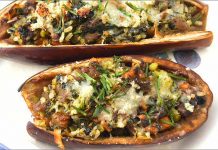 Receta de berenjenas rellenas de espinacas y arroz fácil y rápida