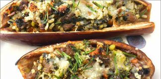 Receta de berenjenas rellenas de espinacas y arroz fácil y rápida