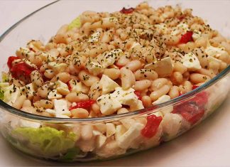 Receta de ensalada de judías con queso feta fácil y rápida