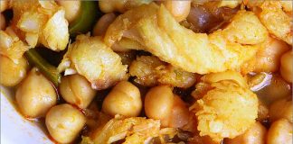 Receta de garbanzos con bacalao fácil y rápida