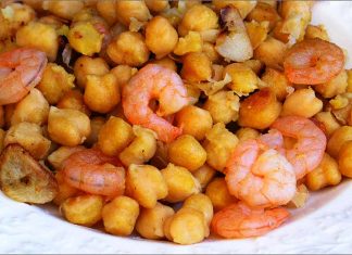 Receta de garbanzos con gambas fácil y rápida
