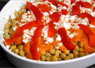 Receta de garbanzos con salmorejo fácil y rápida
