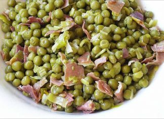 Receta de guisantes con jamón fácil y rápida