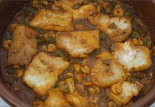 Receta de bacalao y gambas con azafrán
