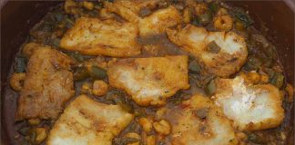 Receta de bacalao y gambas con azafrán