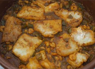 Receta de bacalao y gambas con azafrán