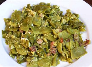 Receta de judías verdes con huevo y jamón fácil y rápida