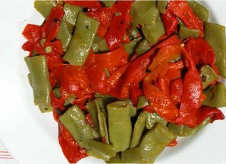 Receta de judías verdes con pimientos fácil y rápida