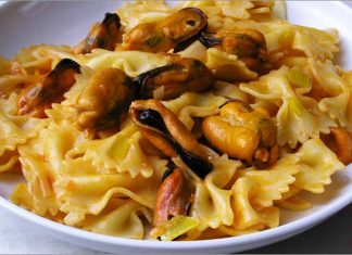Receta de lazos con mejillones fácil y rápida
