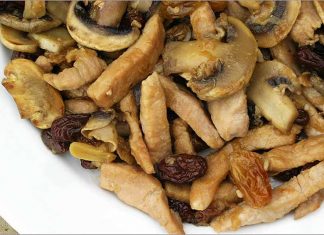 Receta de lomo con pasas y champiñones fácil y rápida