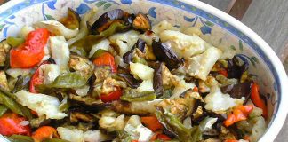 Receta de migas de bacalao con verduras fácil y rápida