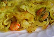 Receta de pasta con mejilones y gambas fácil y rápida