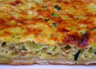 Receta de pastel de calabacín, puerro y cebollino fácil y rápida