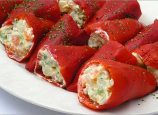 Receta de pimientos rellenos de ensaladilla fácil y rápida