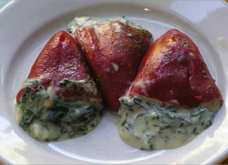 Receta de pimientos rellenos de espinacas fácil y rápida