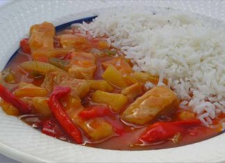 Receta de pollo agridulce con arroz fácil y rápida