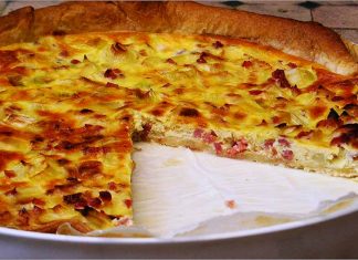 Receta de tarta de puerros y jamón fácil y rápida