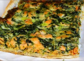 Receta de tarta de espinacas y salmón fácil y rápida