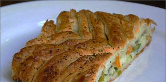 Receta de trenza de hojaldre con verduras fácil y rápida