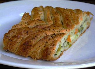 Receta de trenza de hojaldre con verduras fácil y rápida