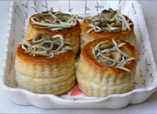 Receta de volovanes de champiñones y gulas fácil y rápida